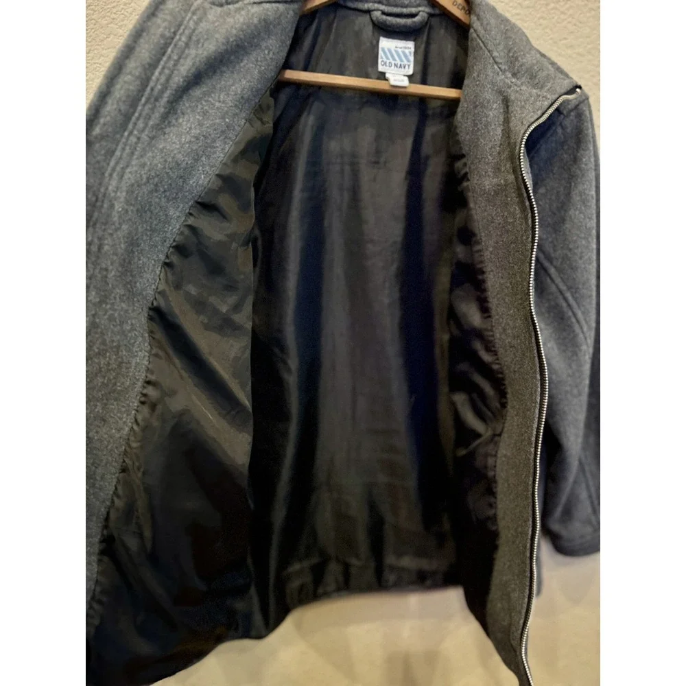 Old Navy Jacket Youth Large 12/14Full Zip Wool Blend‎ Moto Dark Gray Outdoor